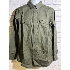 PANHANDLE Men's Long Sleeve Snap Western Shirt Geometric Print Olive Green M